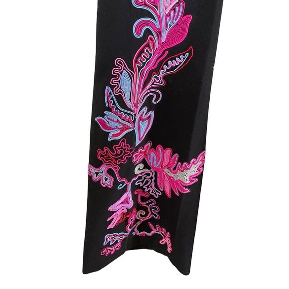 Cache Vintage Y2K Black Embroidered Boho Flared Leg Pants. Festival, retro. 6 - Picture 5 of 16